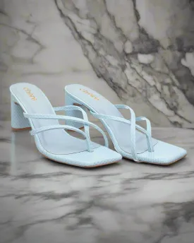 Sky blue strappy block heels for Women