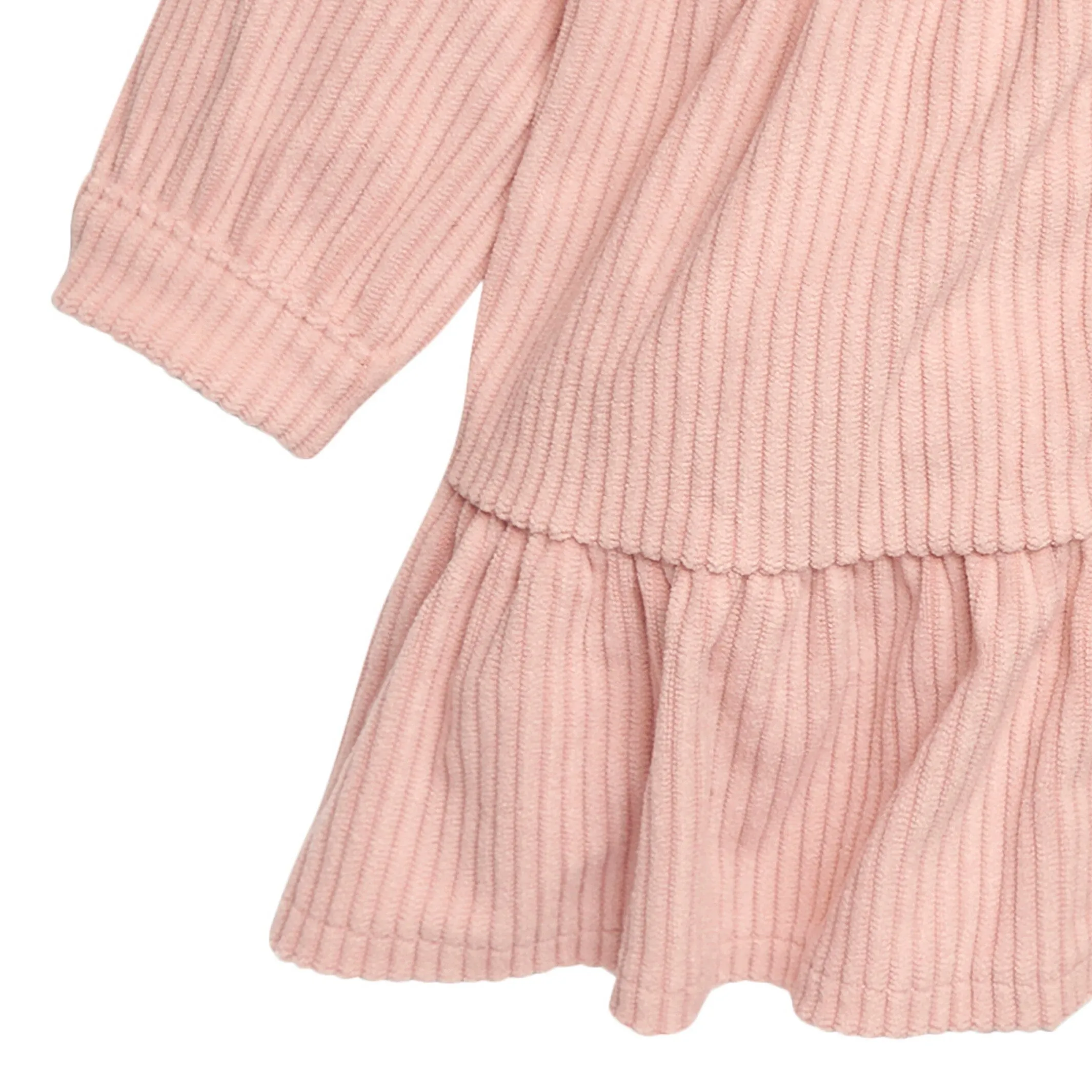 2-Piece Baby Girls Peach Corduroy Dress Set