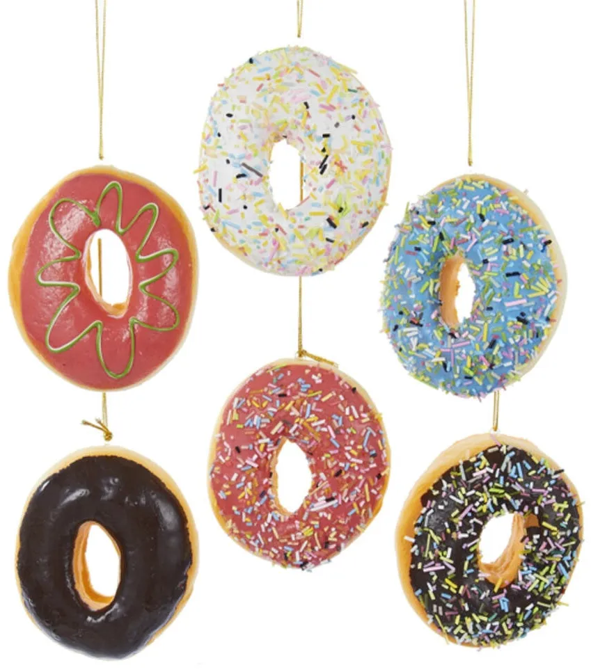 3.9" Frosted Donut Ornaments