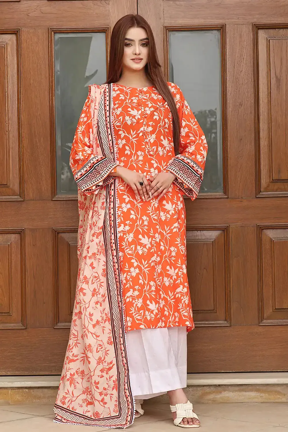 3PC Embroidered Unstitched Lawn Suit KL-2442