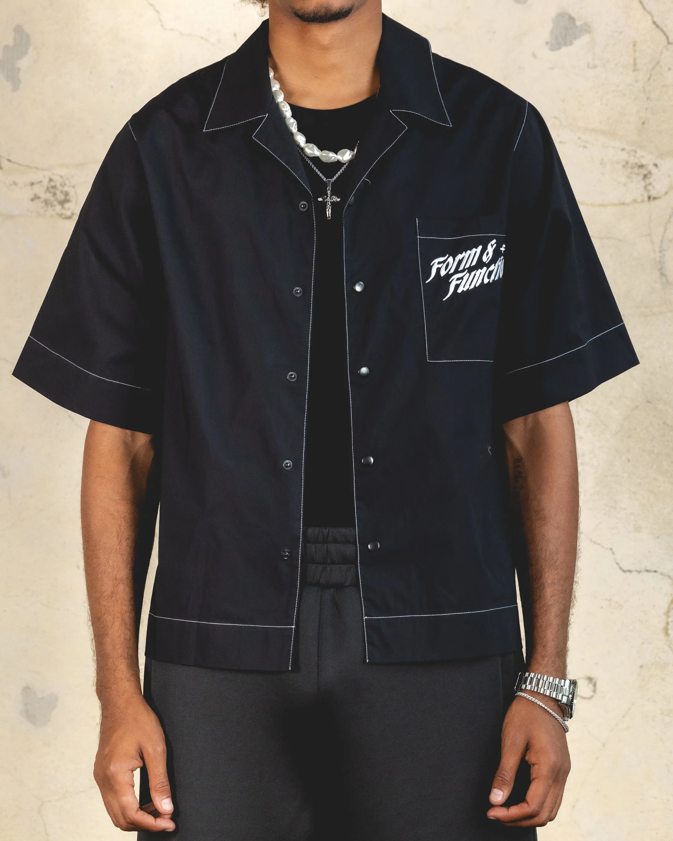 404 Form And Function Button Up Shirt Black