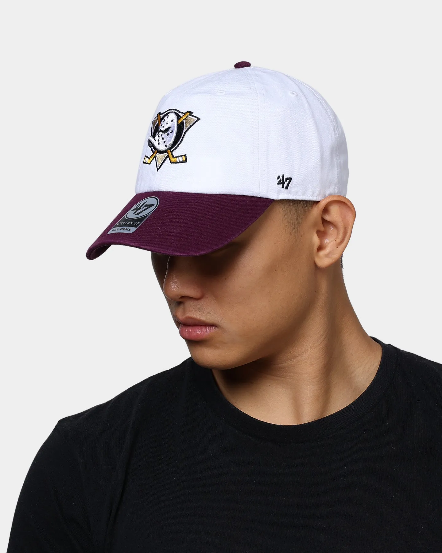 47 Brand Anaheim Ducks 2-Tone Clean Up Strapback White/Purple