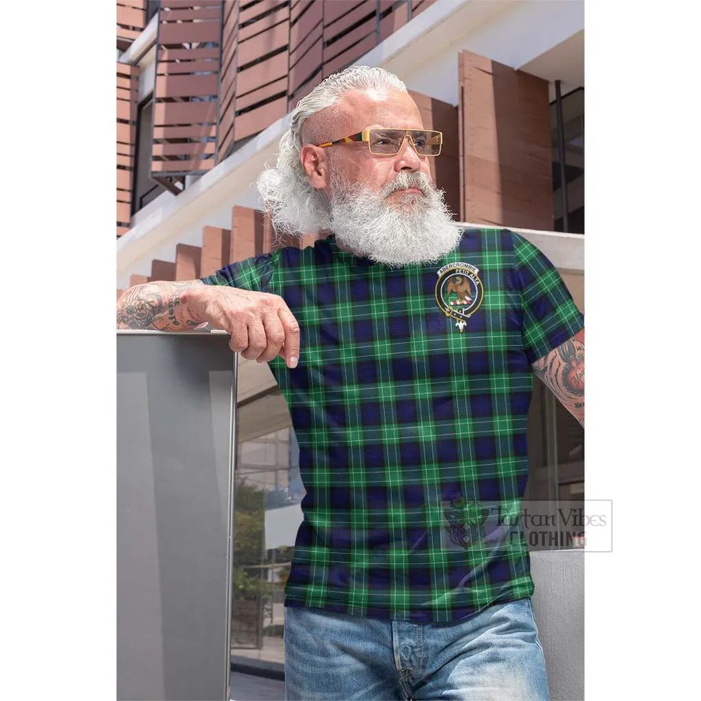 Abercrombie Tartan Cotton T-shirt with Family Crest and Bearded Skull Holding Bottles of Whiskey