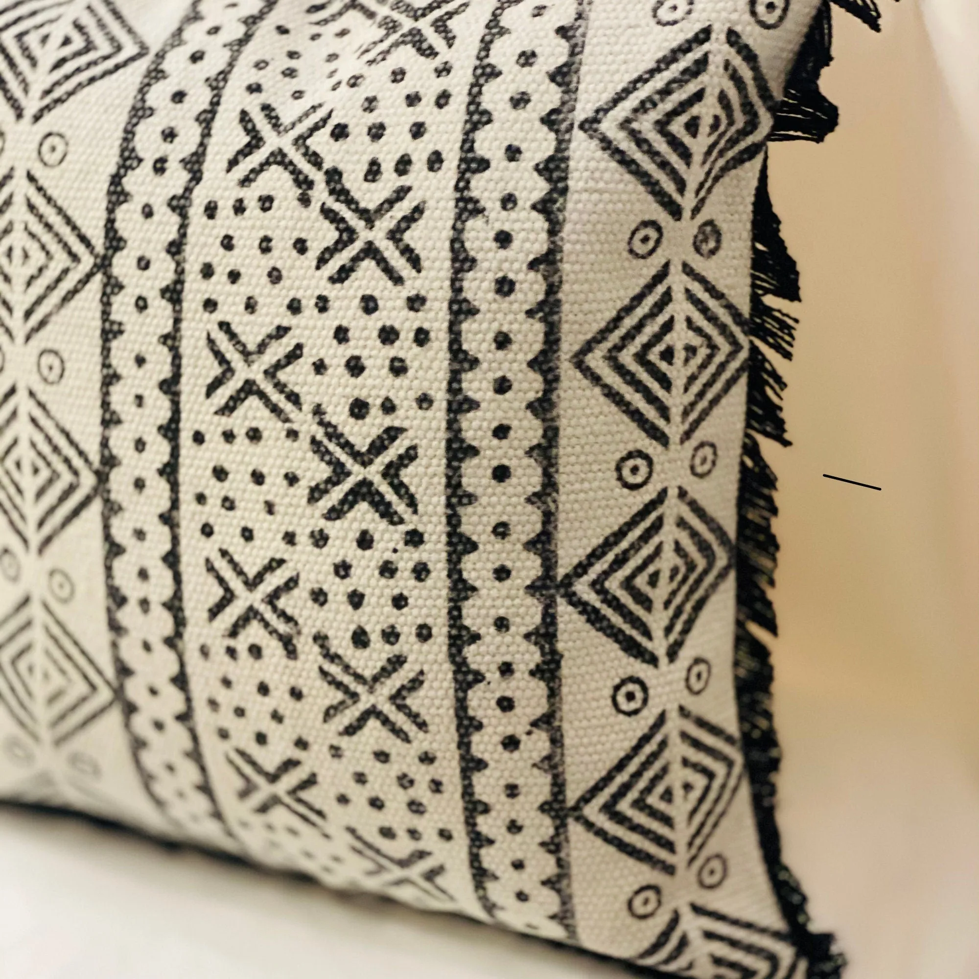 Abstract Pattern, Throw Pillow, African White Mud Cloth Pillow Case, 18 x 18 Inches for Sofa, Boho Decor, New Home Gift