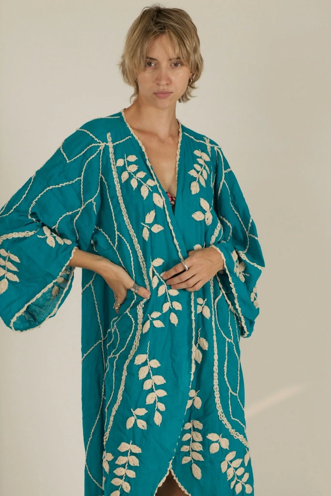 ACHELOUS OCEAN EMBROIDERED KIMONO