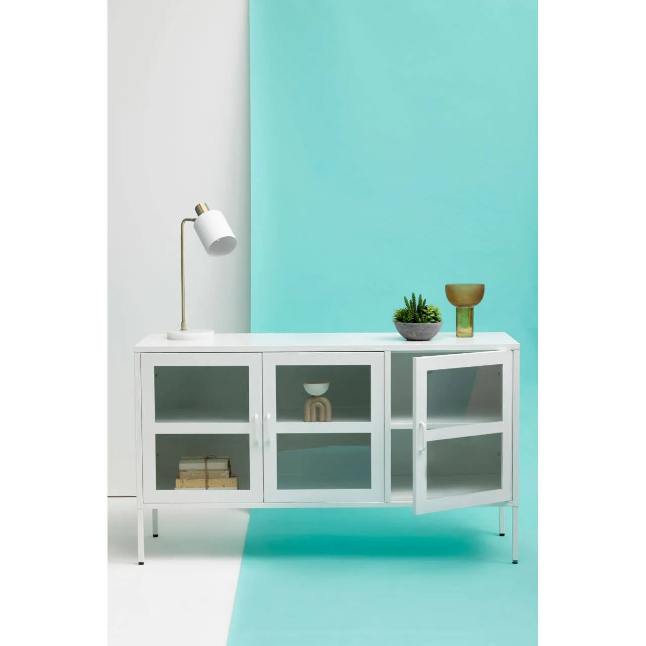 Acier Three Door White Sideboard