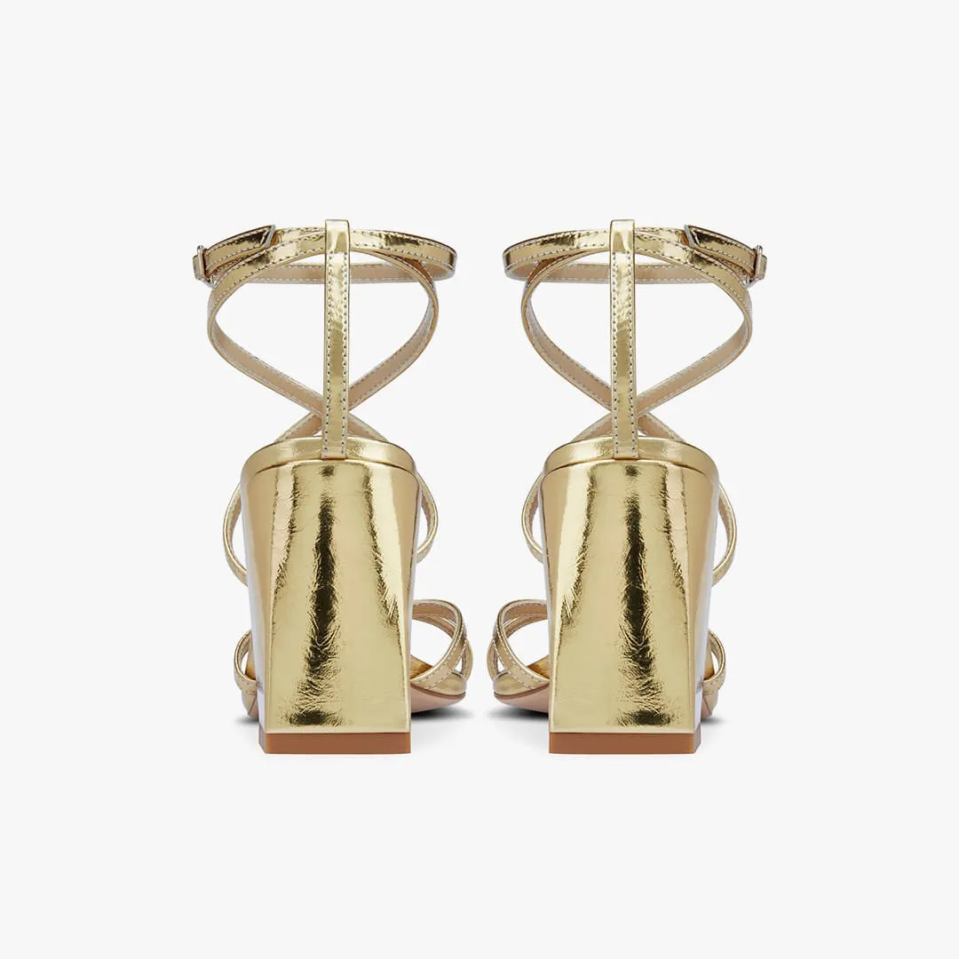 *ADAGIO - gold foil strappy sandals