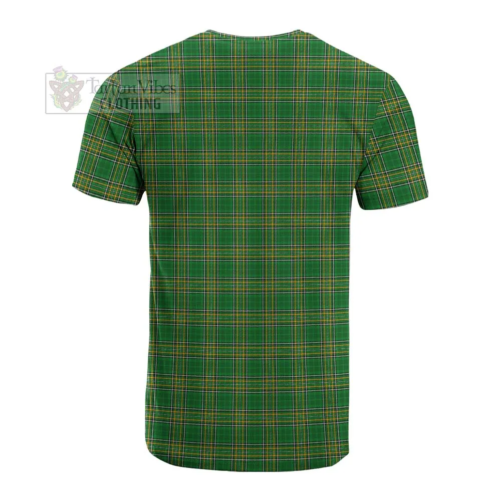 Adams Irish Clan Tartan Cotton T-shirt with Coat of Arms