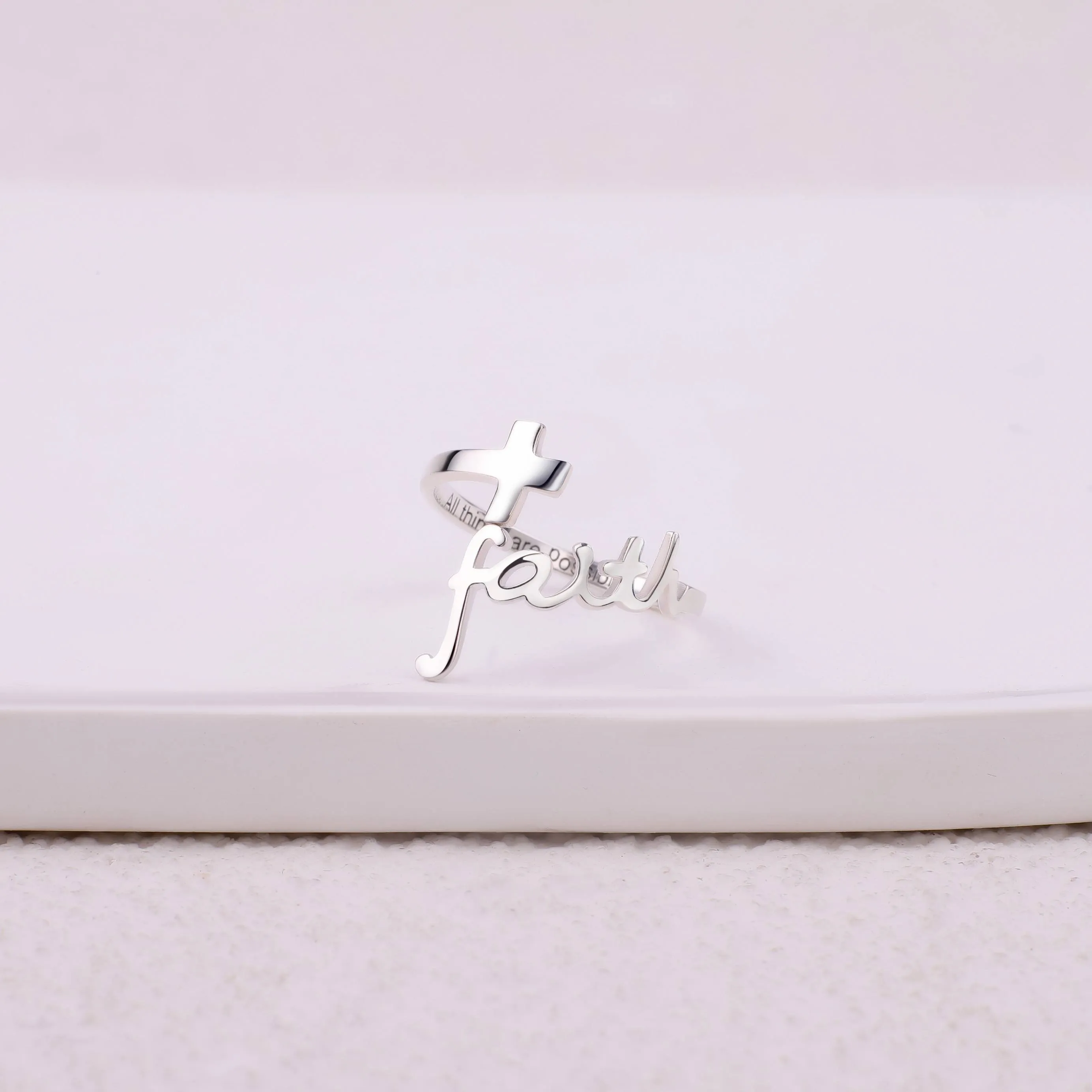 Adjustable Sterling Silver Faith Ring