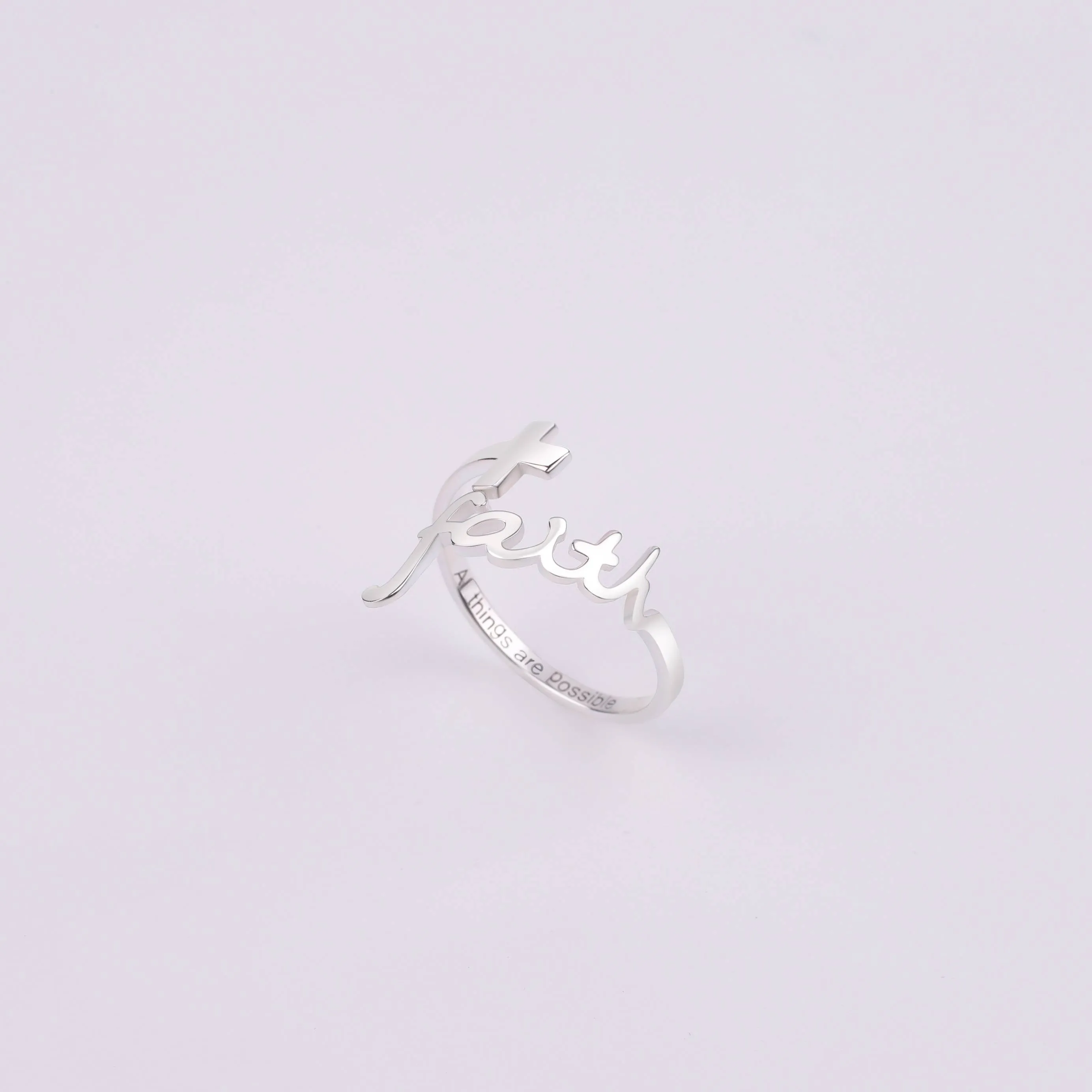 Adjustable Sterling Silver Faith Ring