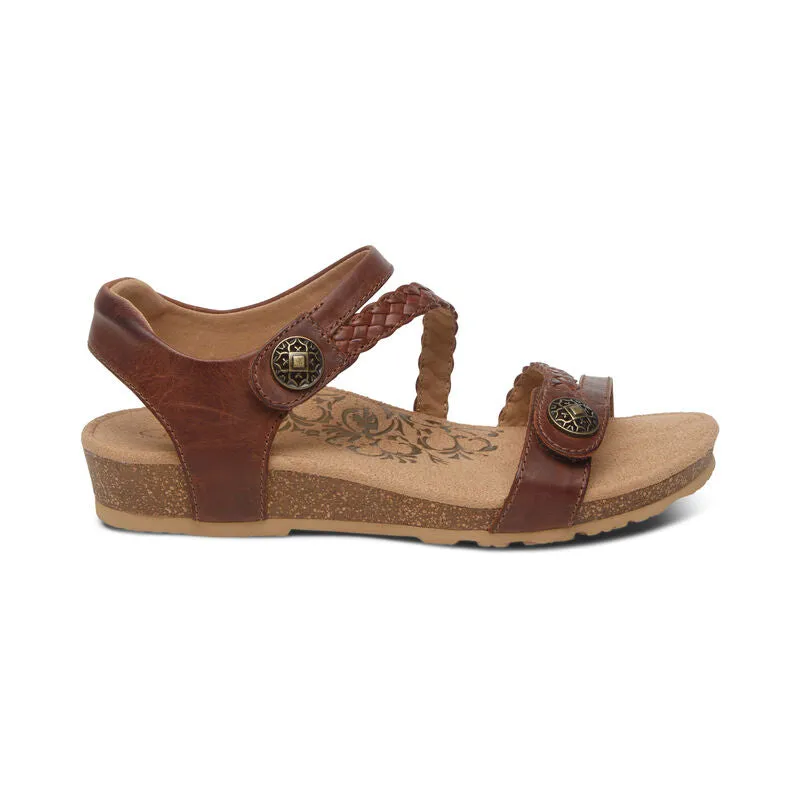 Aetrex Jillian Q Strap Braid Walnut Adjustable Sandal