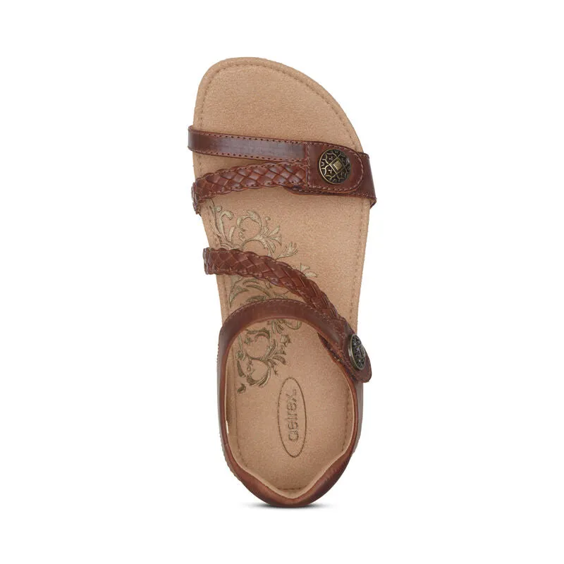 Aetrex Jillian Q Strap Braid Walnut Adjustable Sandal