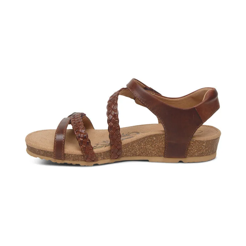 Aetrex Jillian Q Strap Braid Walnut Adjustable Sandal