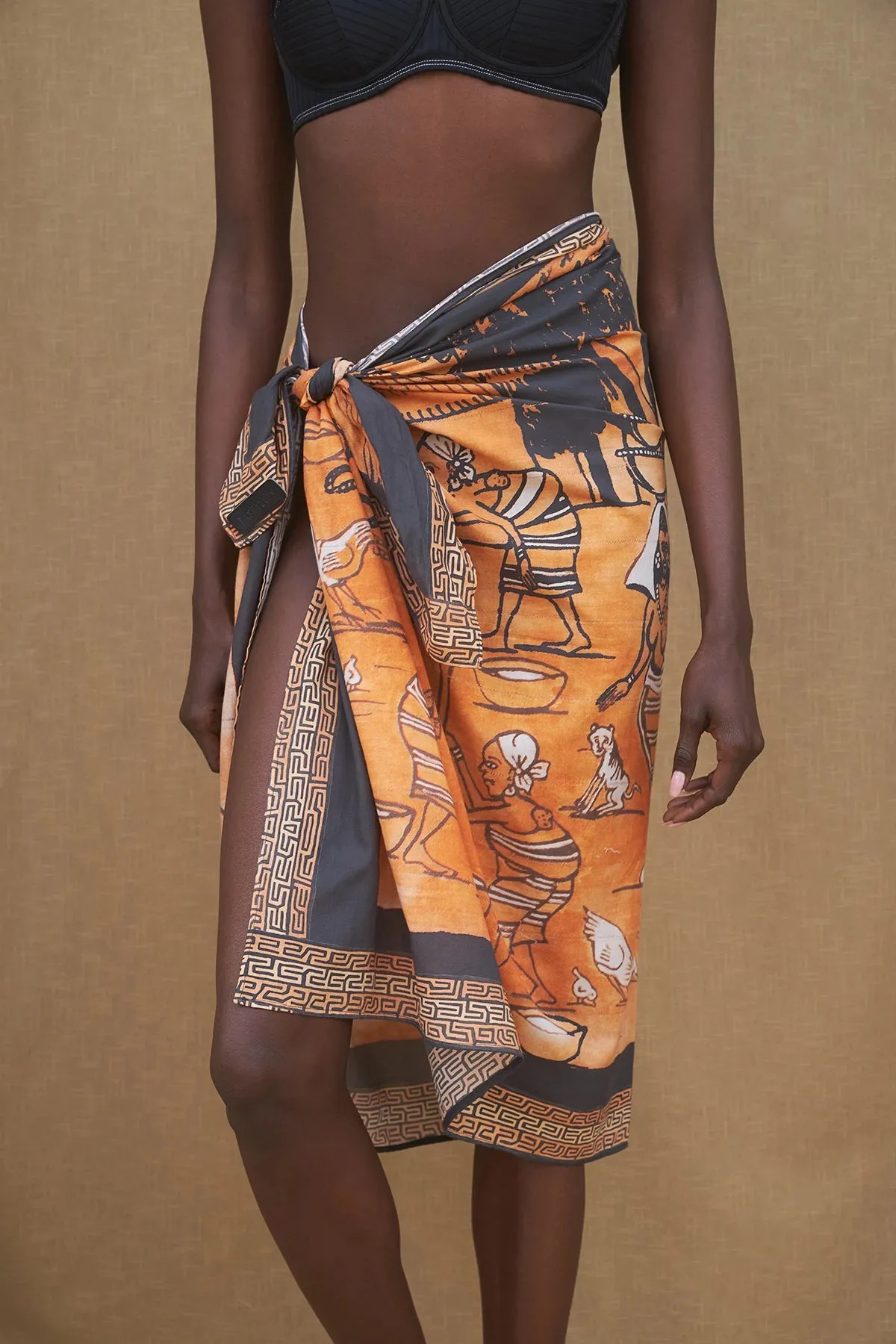 African Mud Cloth Printed Cotton Pareo