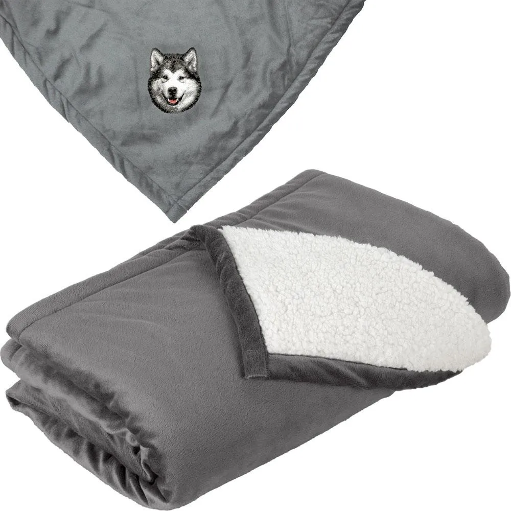 Alaskan Malamute Embroidered Blankets