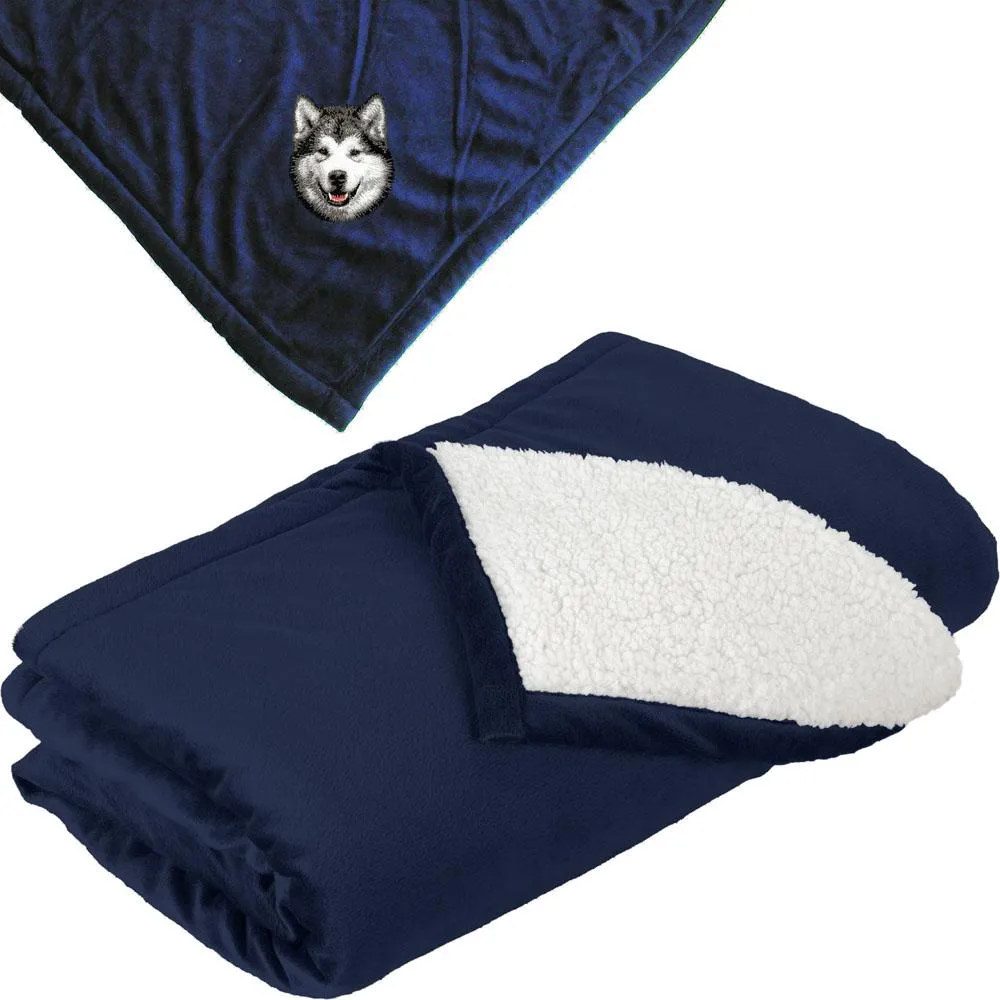 Alaskan Malamute Embroidered Blankets