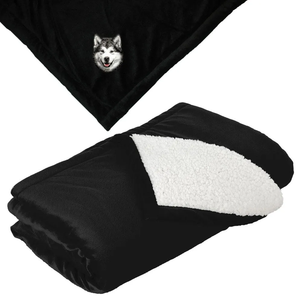 Alaskan Malamute Embroidered Blankets