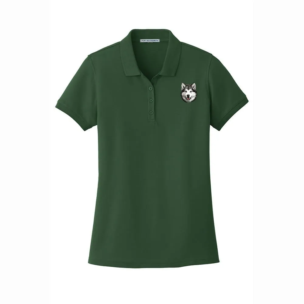 Alaskan Malamute Embroidered Women's Short Sleeve Polos