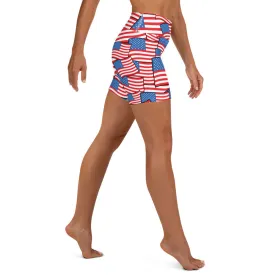 American Flag Pattern Yoga Shorts