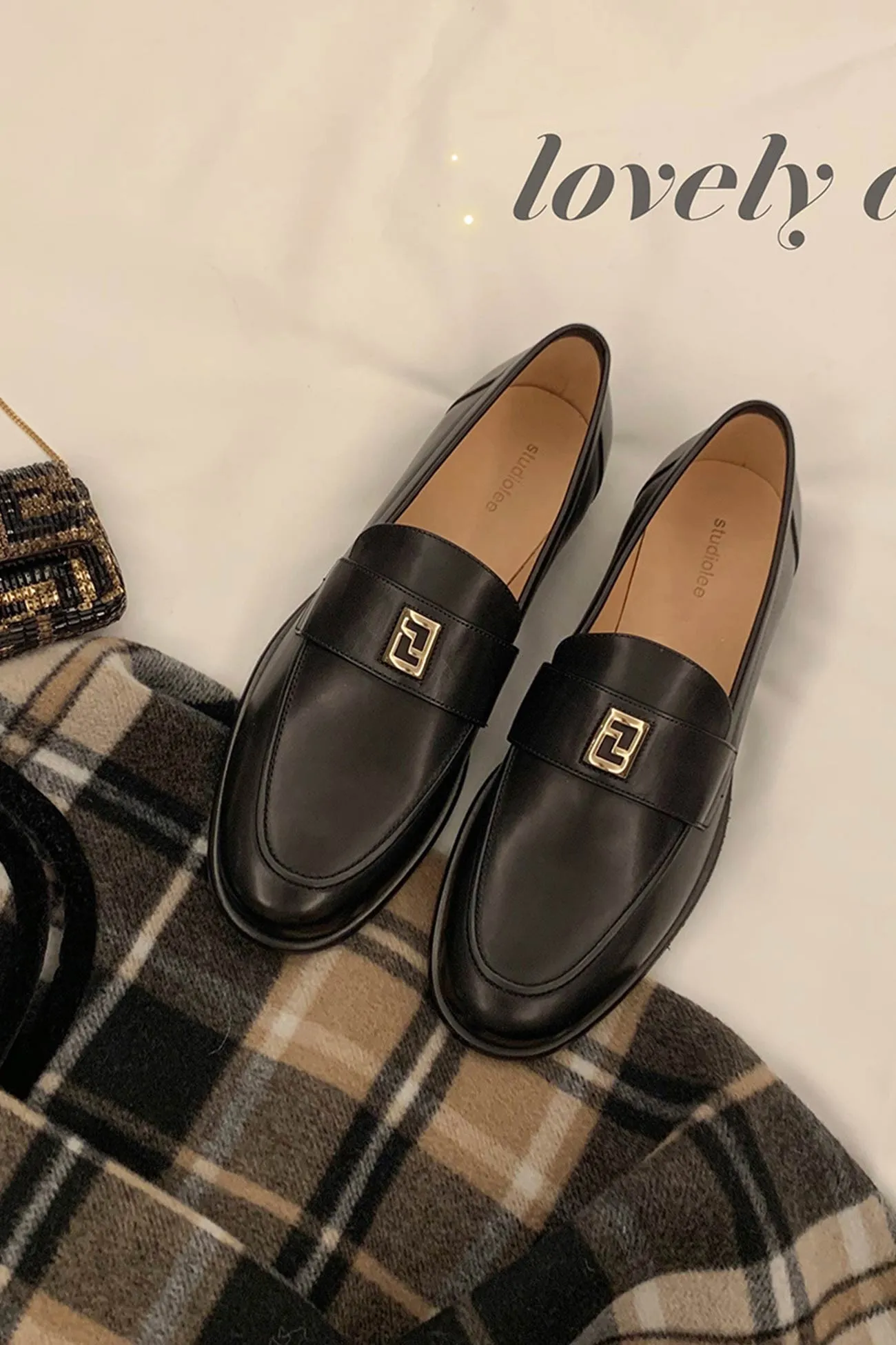 Amozae-Pointed-toe Metal Buckle Loafers