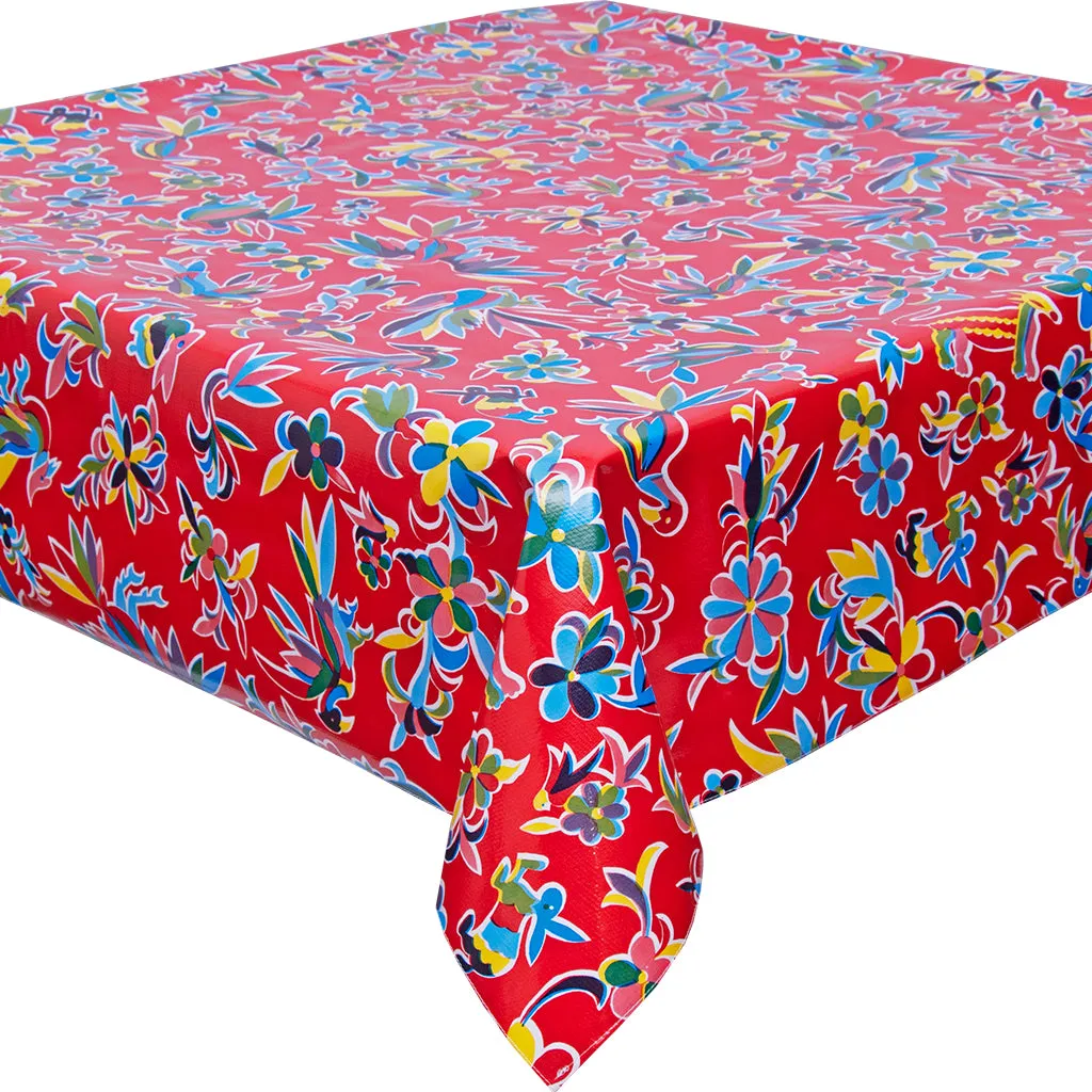 Animal Wonderland Red Oilcloth Tablecloths