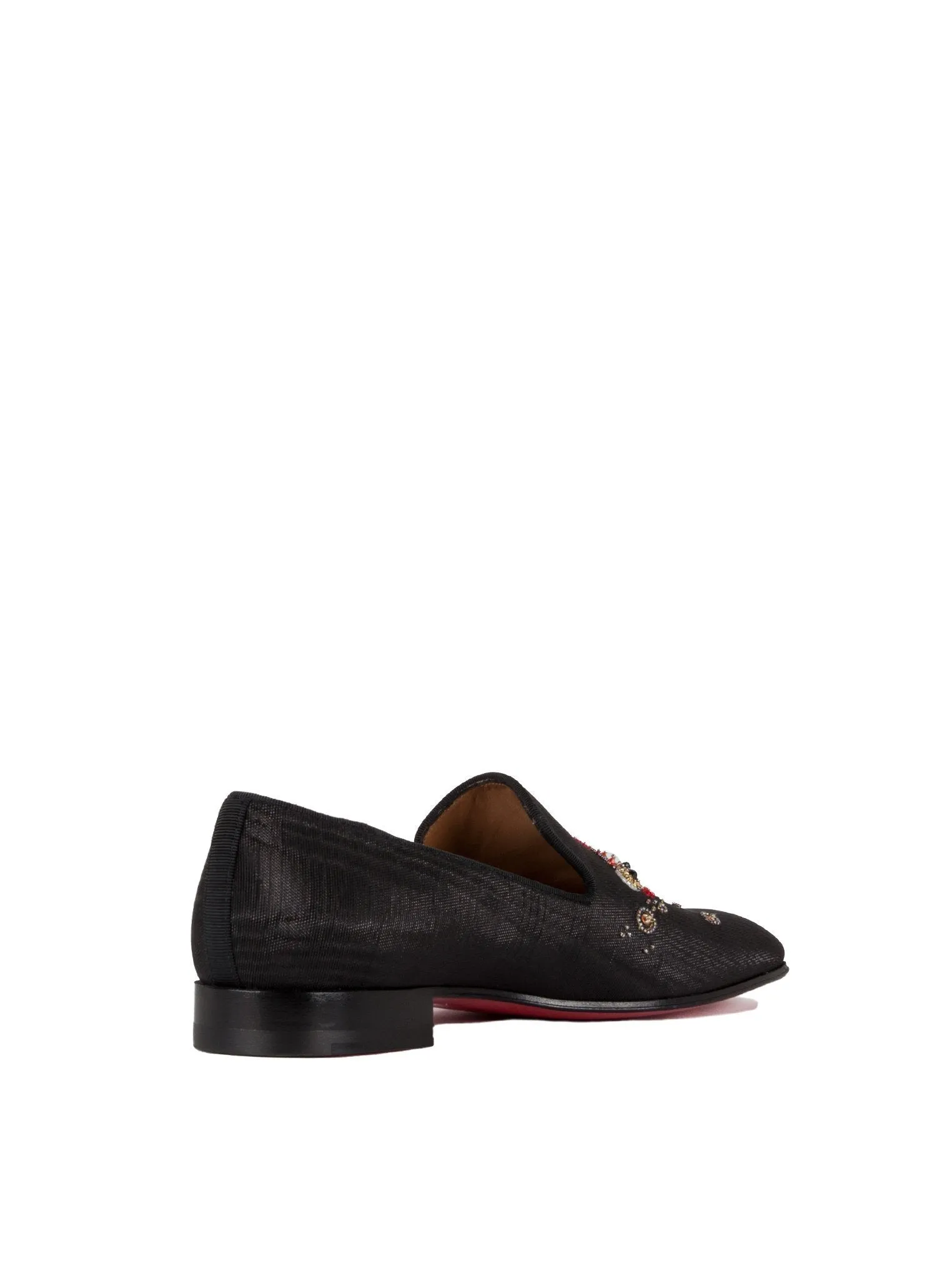 Aquatic Flat Silk Moire Venetian Loafers - Black