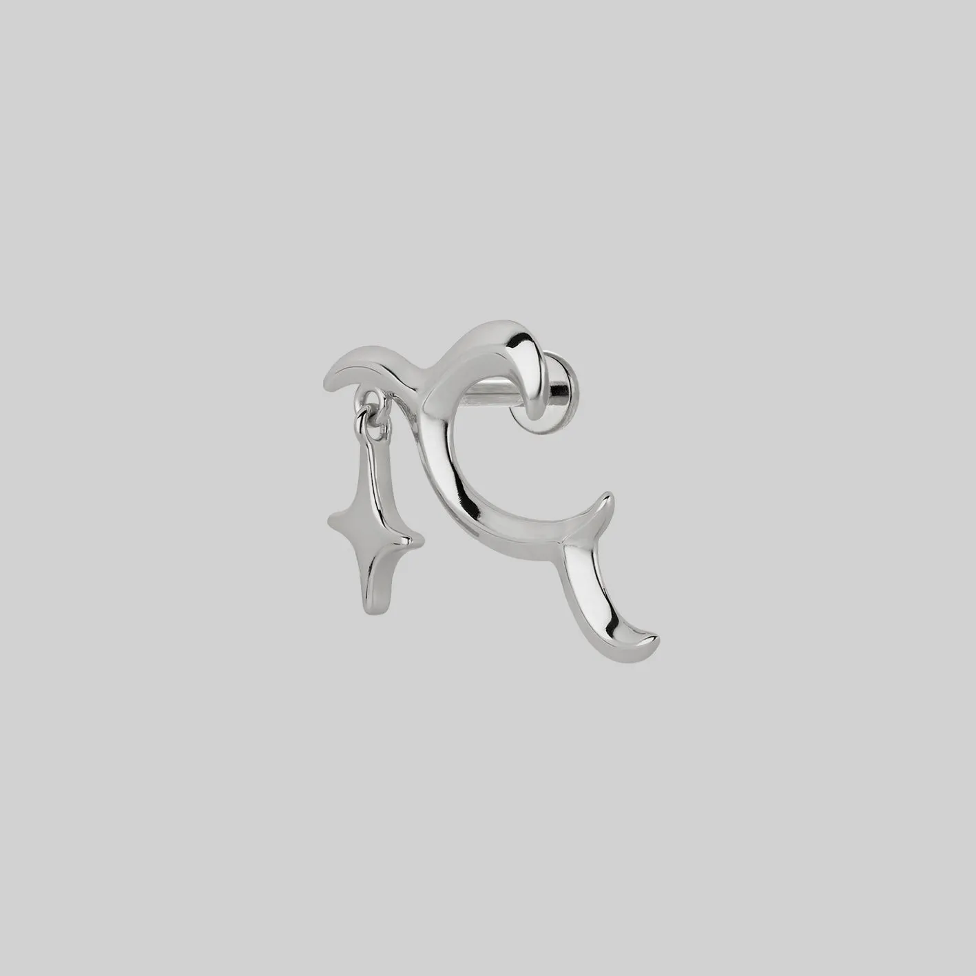 ASTRA. Abstract Waves & Star Stud Earring - Silver