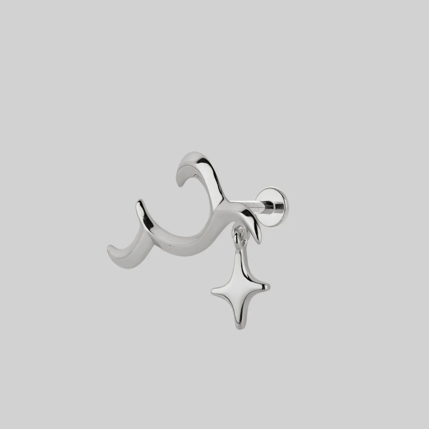 ASTRA. Abstract Waves & Star Stud Earring - Silver