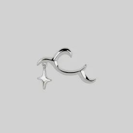 ASTRA. Abstract Waves & Star Stud Earring - Silver