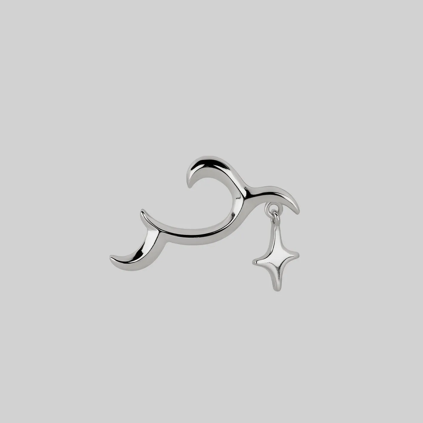 ASTRA. Abstract Waves & Star Stud Earring - Silver