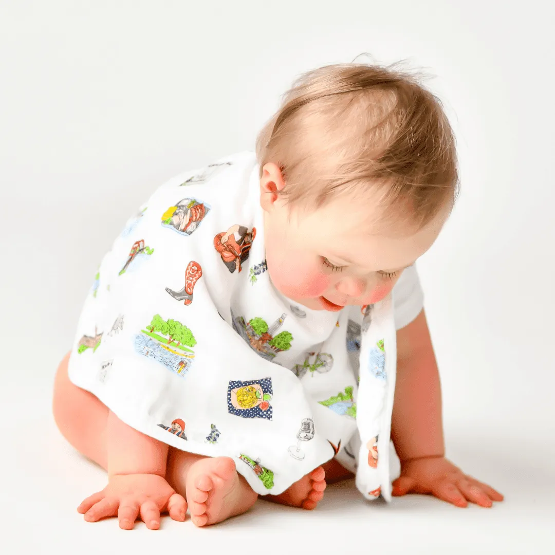 Baby Burp Cloth & Bib Combo: Austin