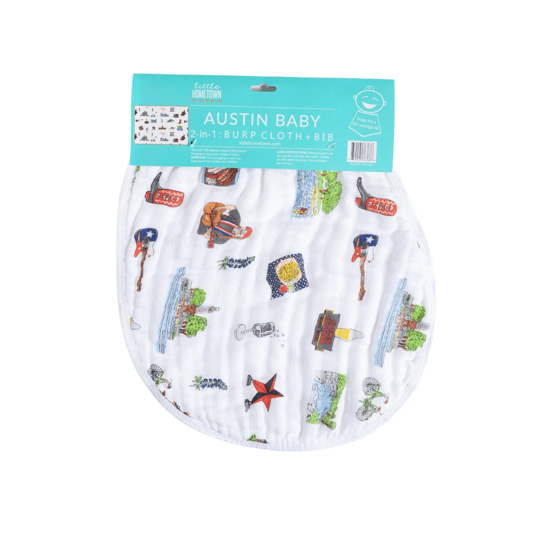 Baby Burp Cloth & Bib Combo: Austin