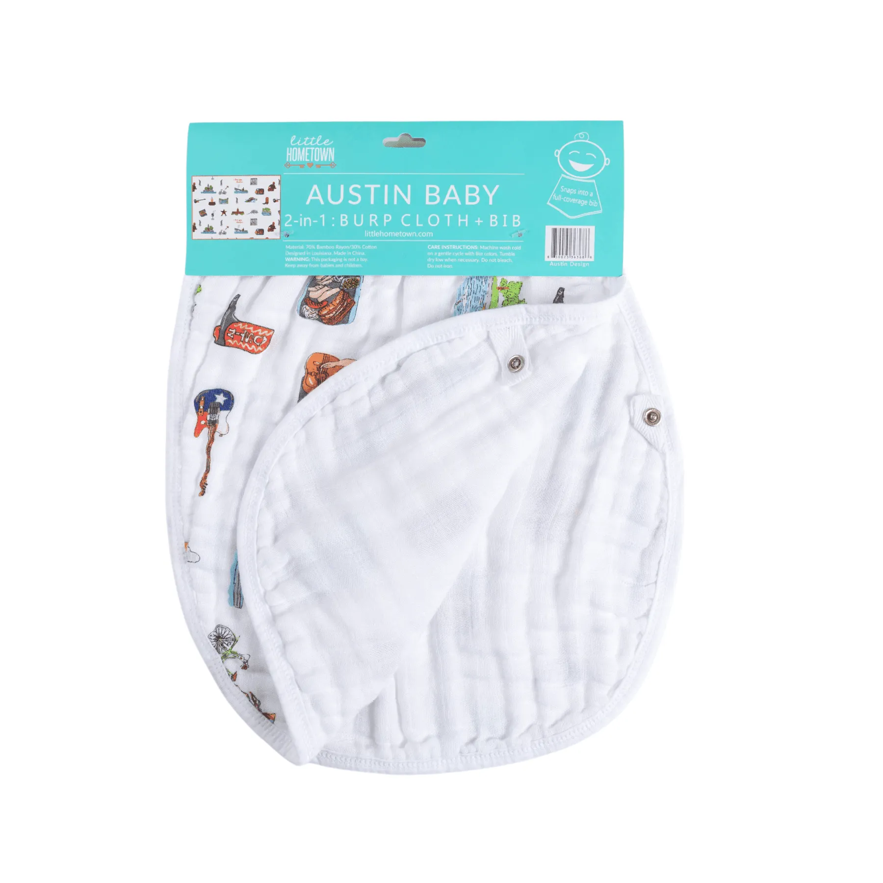 Baby Burp Cloth & Bib Combo: Austin