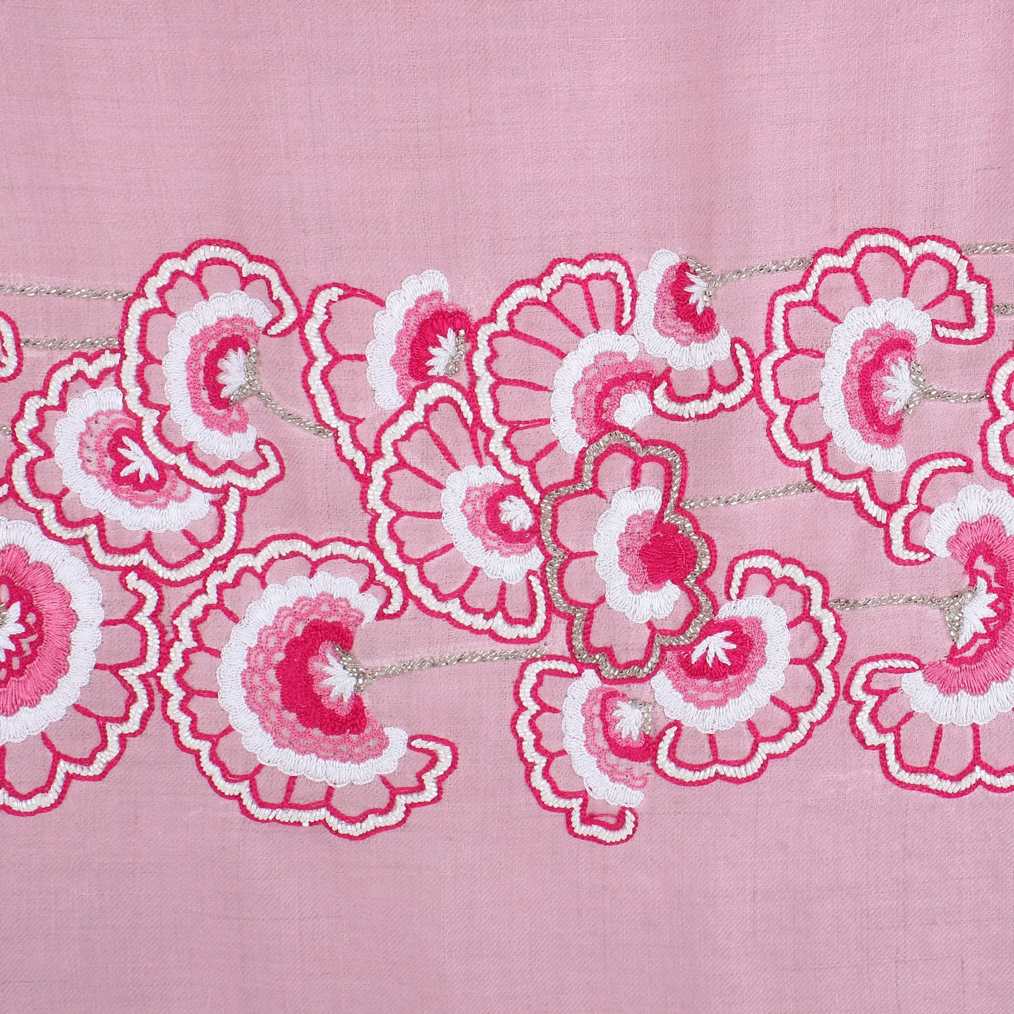 Baby Pink Shawl 100% Pure Pashmina Shawl, hand embroidery shawl with floral artwork pattern, kashmiri shawls online