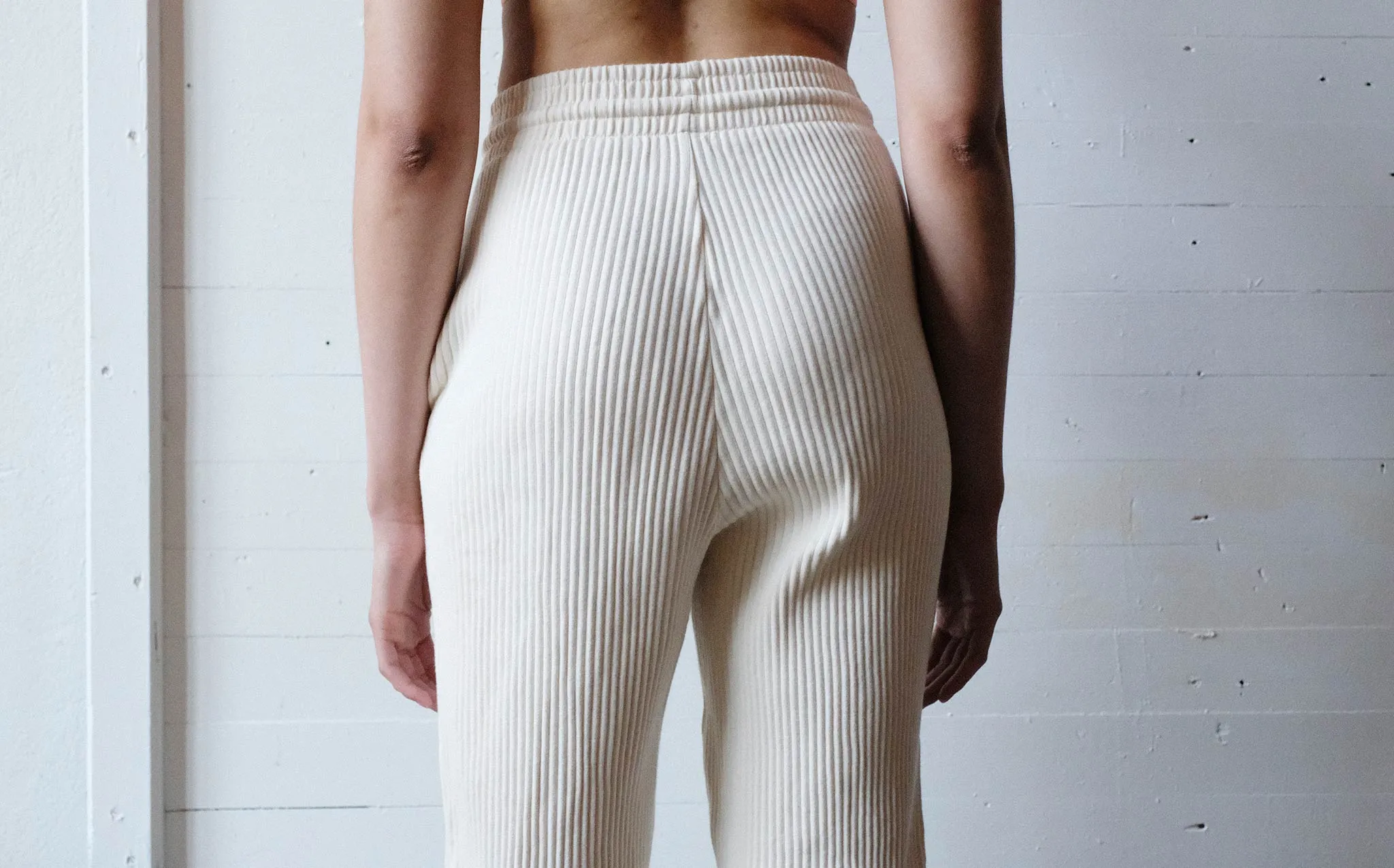 Baserange Off White Basic Ribbed Sweat Pants