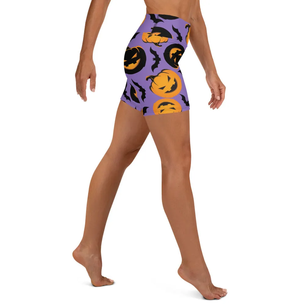 Bats and Jack O'Lanterns Yoga Shorts