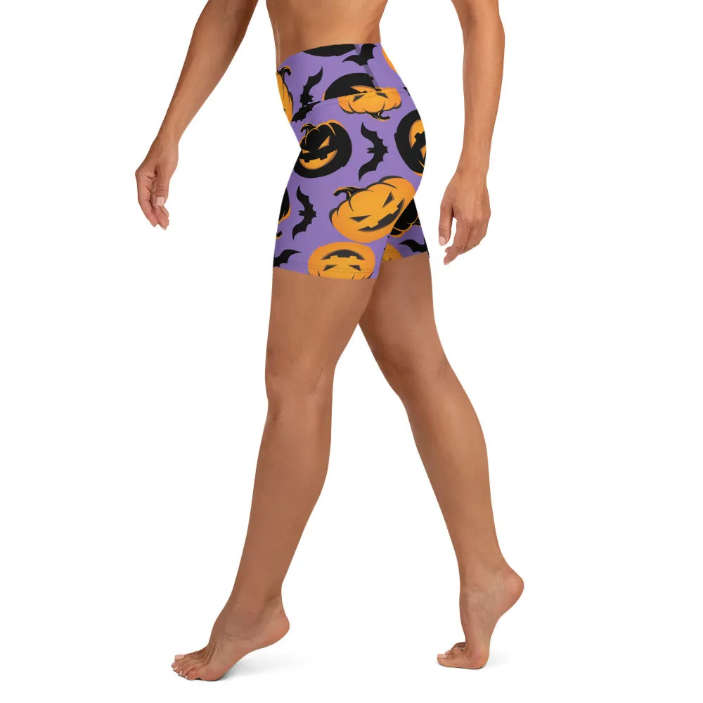 Bats and Jack O'Lanterns Yoga Shorts