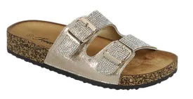 Berk Rhinestone Double Strap Sandals- Champagne