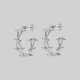 BEYOND. Barbed Wire Hoop Earrings - Silver