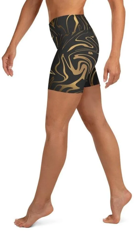 Black & Gold Yoga Shorts