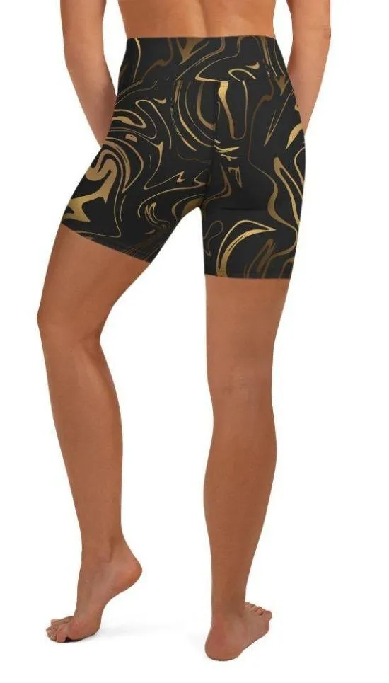 Black & Gold Yoga Shorts