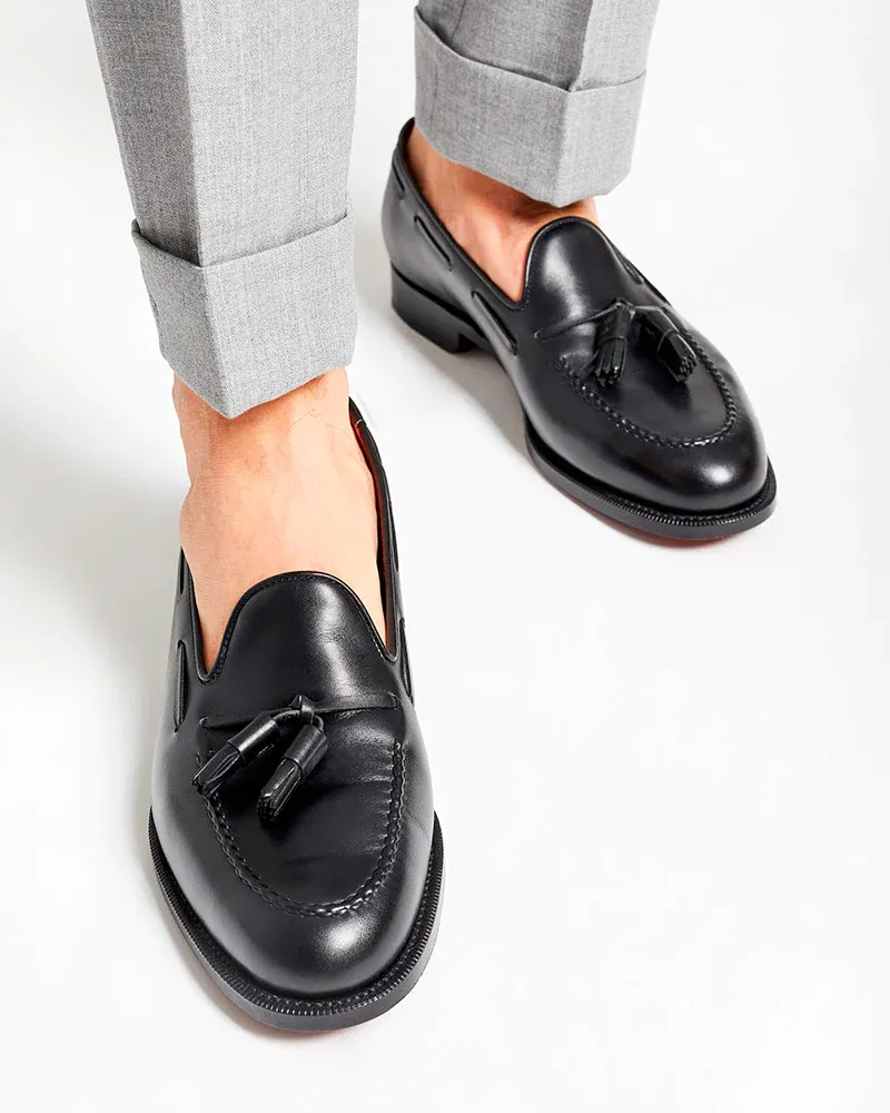 Black Leather Tassel Loafer