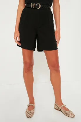 Black Pleated Felix Shorts