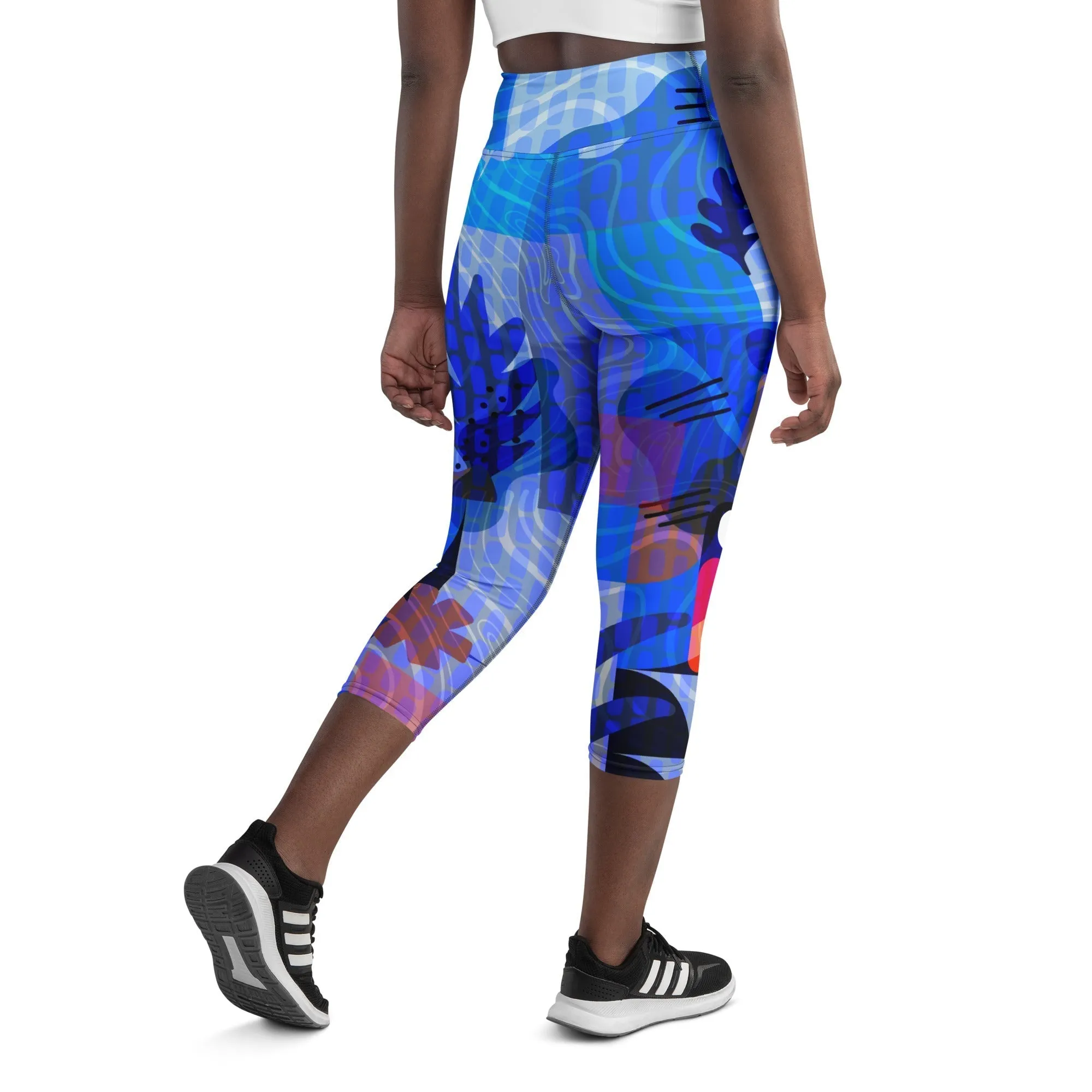 Blue Abstract Yoga Capris