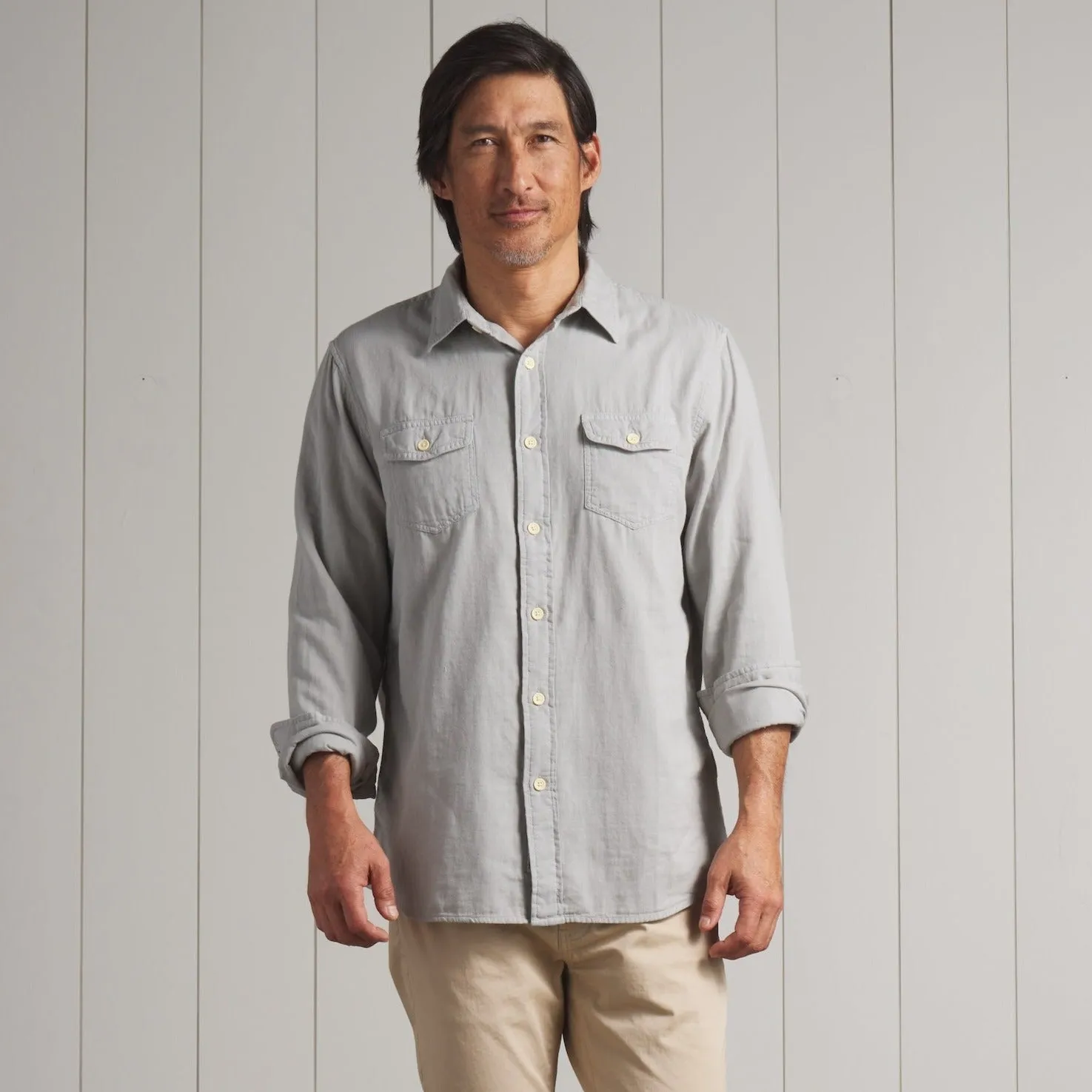 Brando Lightweight Double Cloth Shirt - Glacier Gray