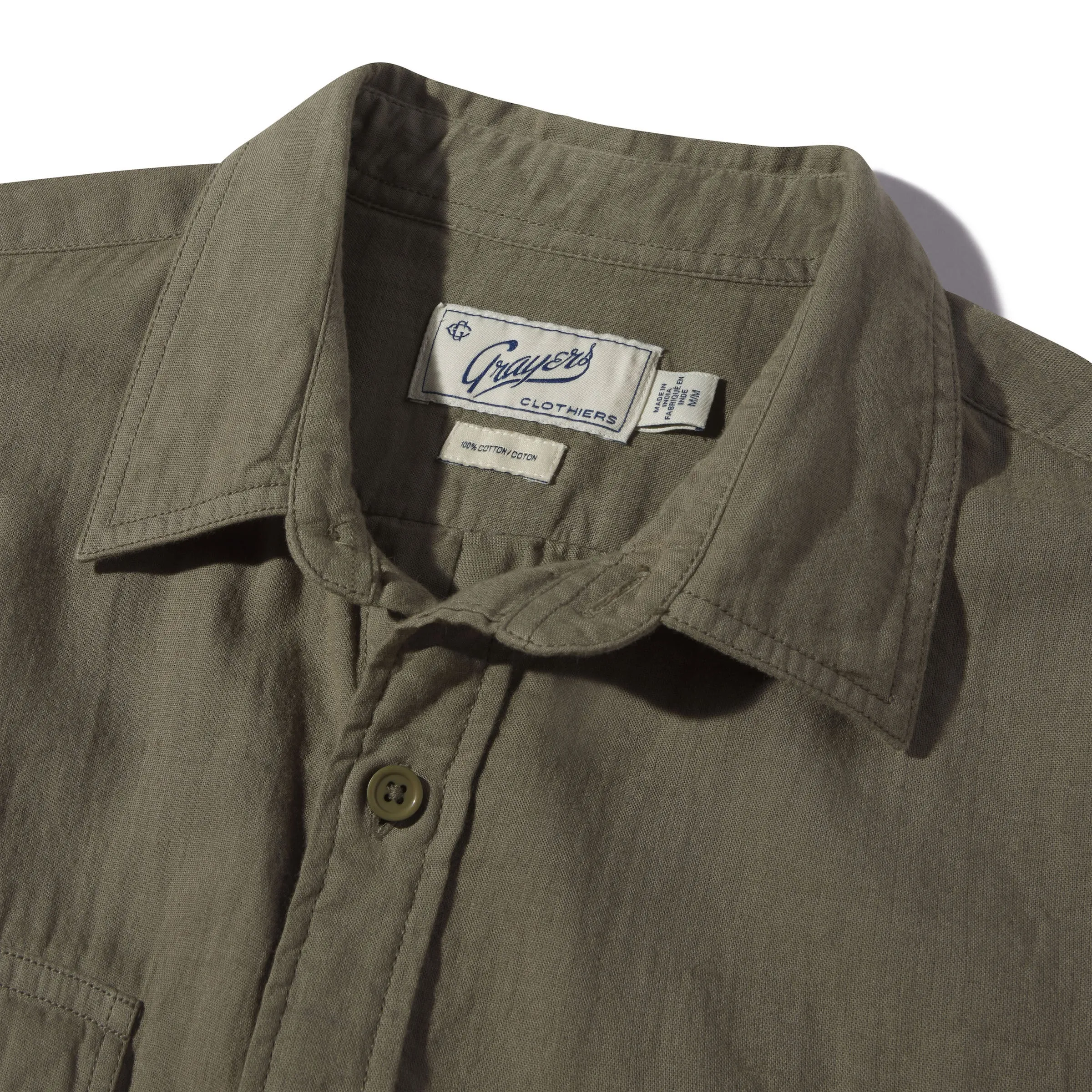 Brando Lightweight Double Cloth Shirt - Military Olive