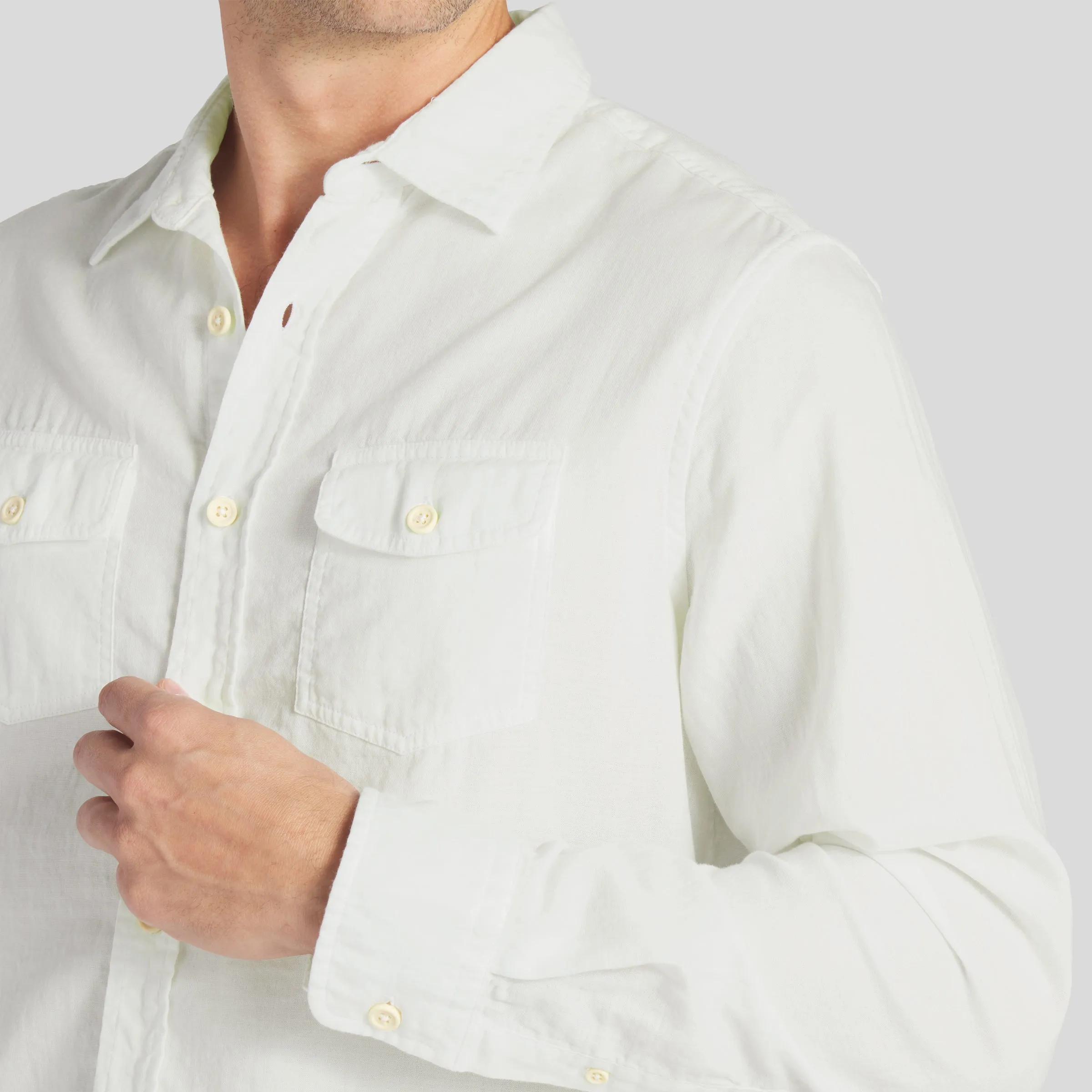 Brando Lightweight Double Cloth Shirt - White