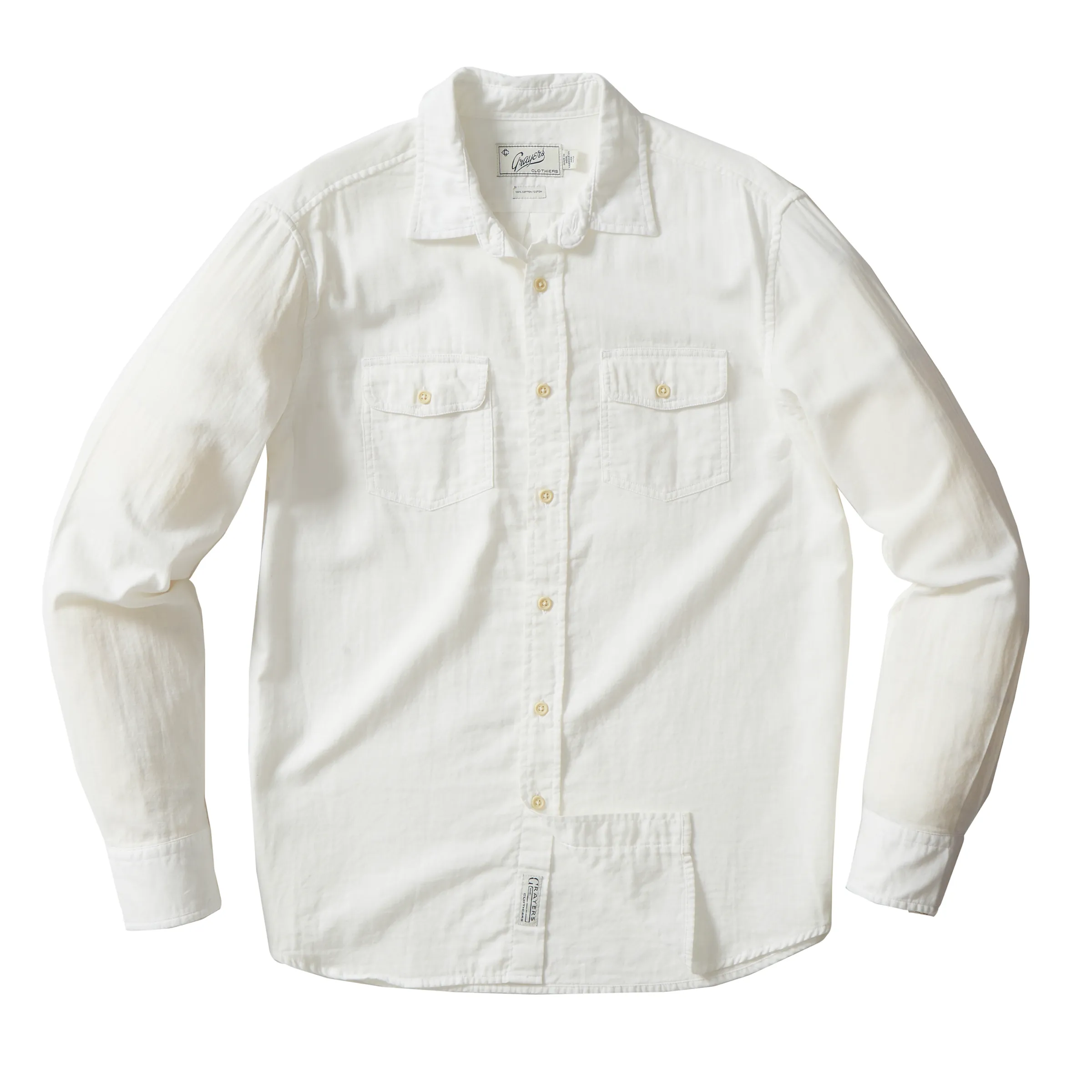 Brando Lightweight Double Cloth Shirt - White