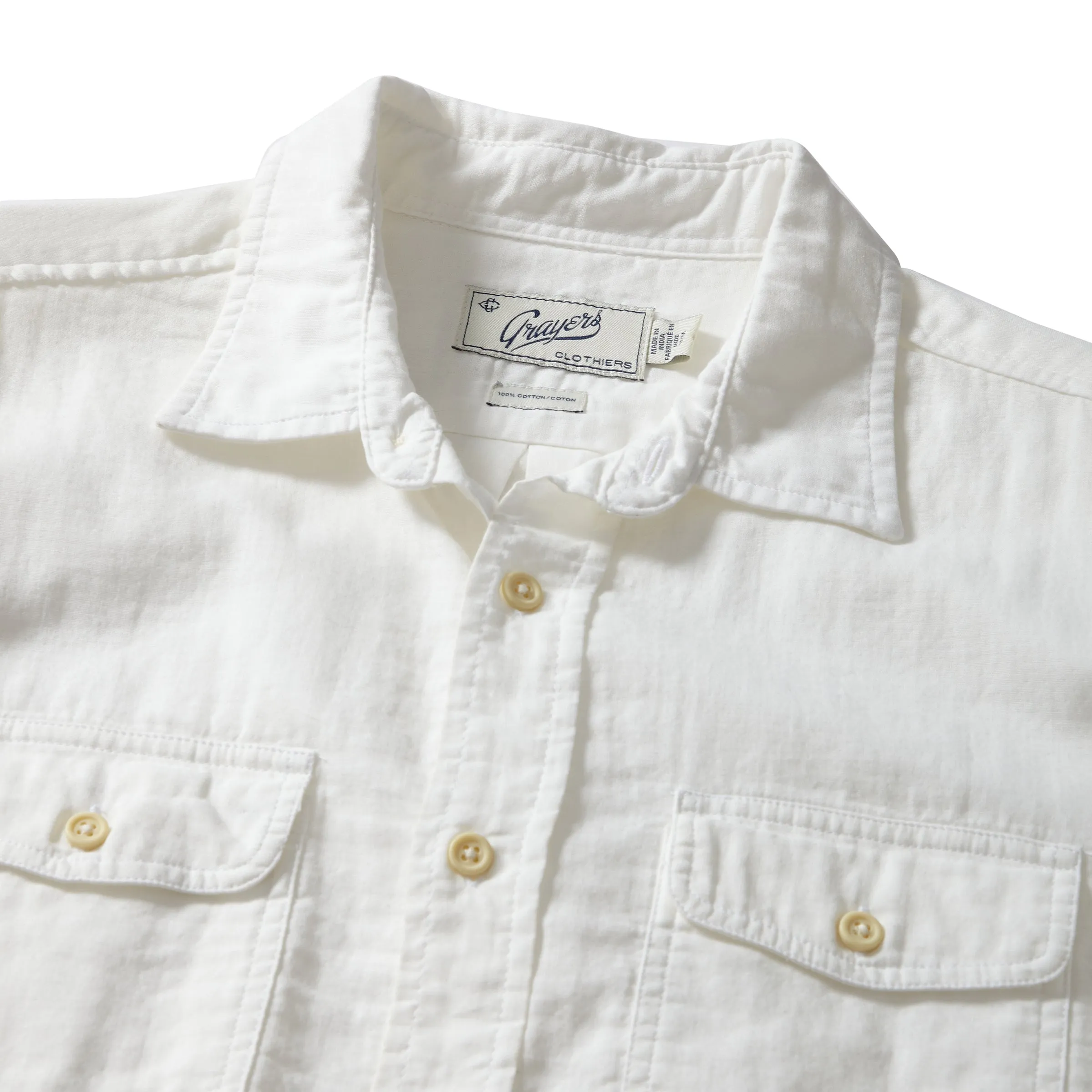 Brando Lightweight Double Cloth Shirt - White