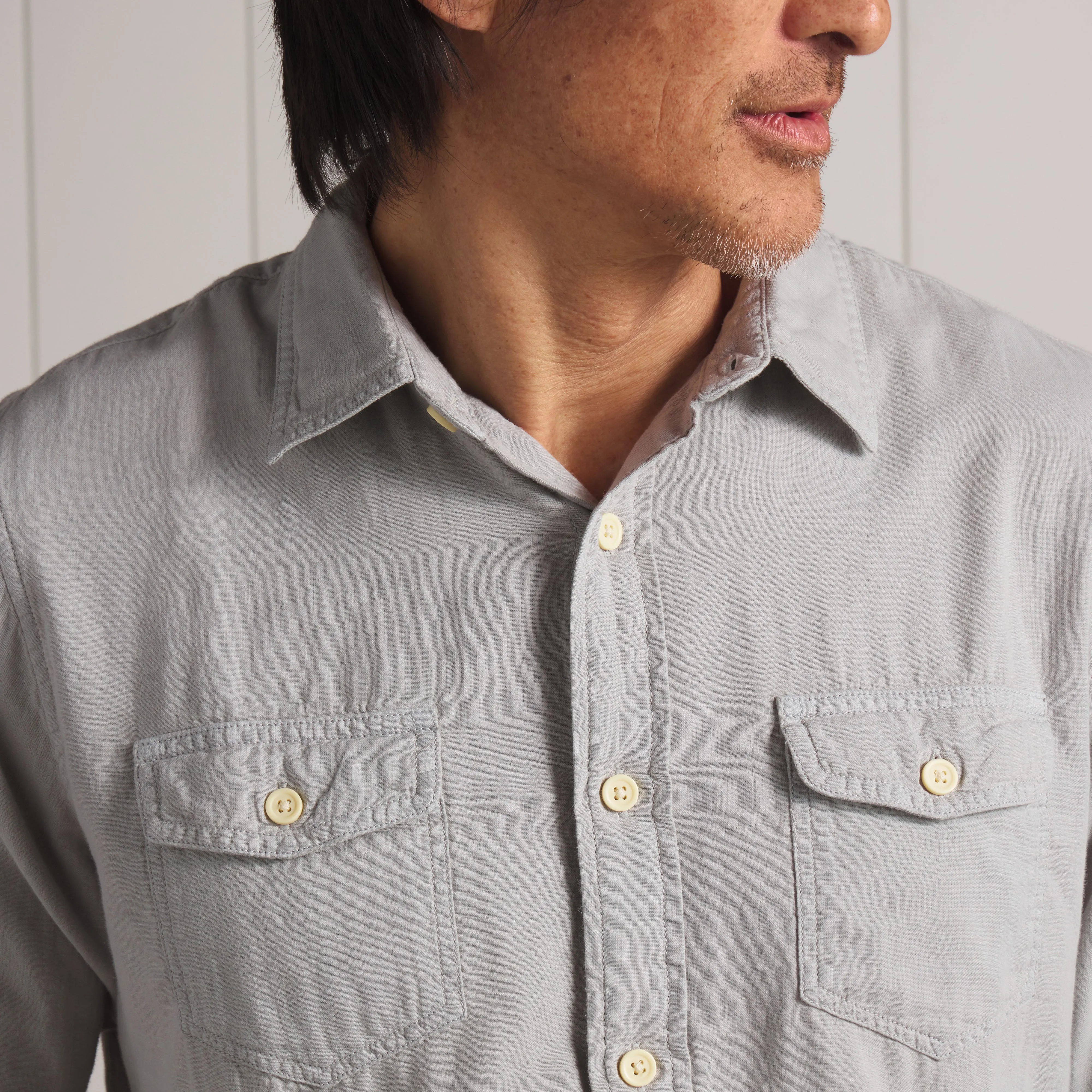 Brando Lightweight Double Cloth Shirt - Wrought Iron